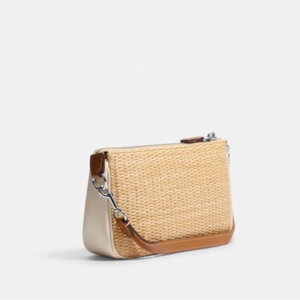 New Coach Nolita 19 with Floral Embroidery in Straw & Smooth Leather - Picture 7 of 10